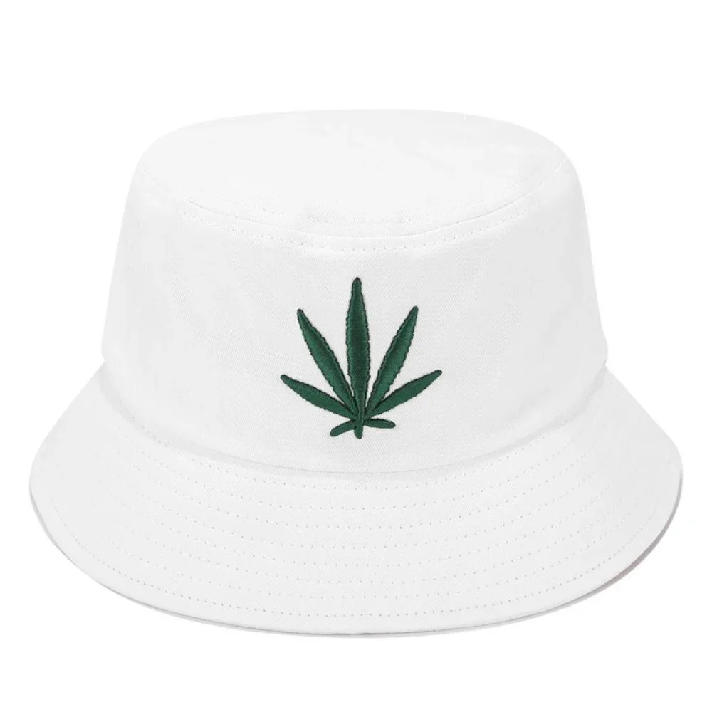 Leaf Embroidery Cotton Bucket Hat
